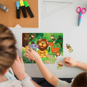 Jigsaw puzzle set for kids featuring live puzzle.