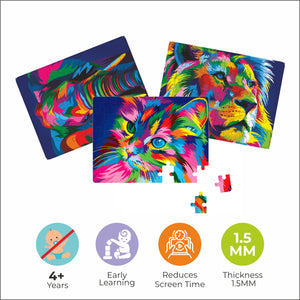 Pop art jigsaw - animals - City perfect for kids to learn and play