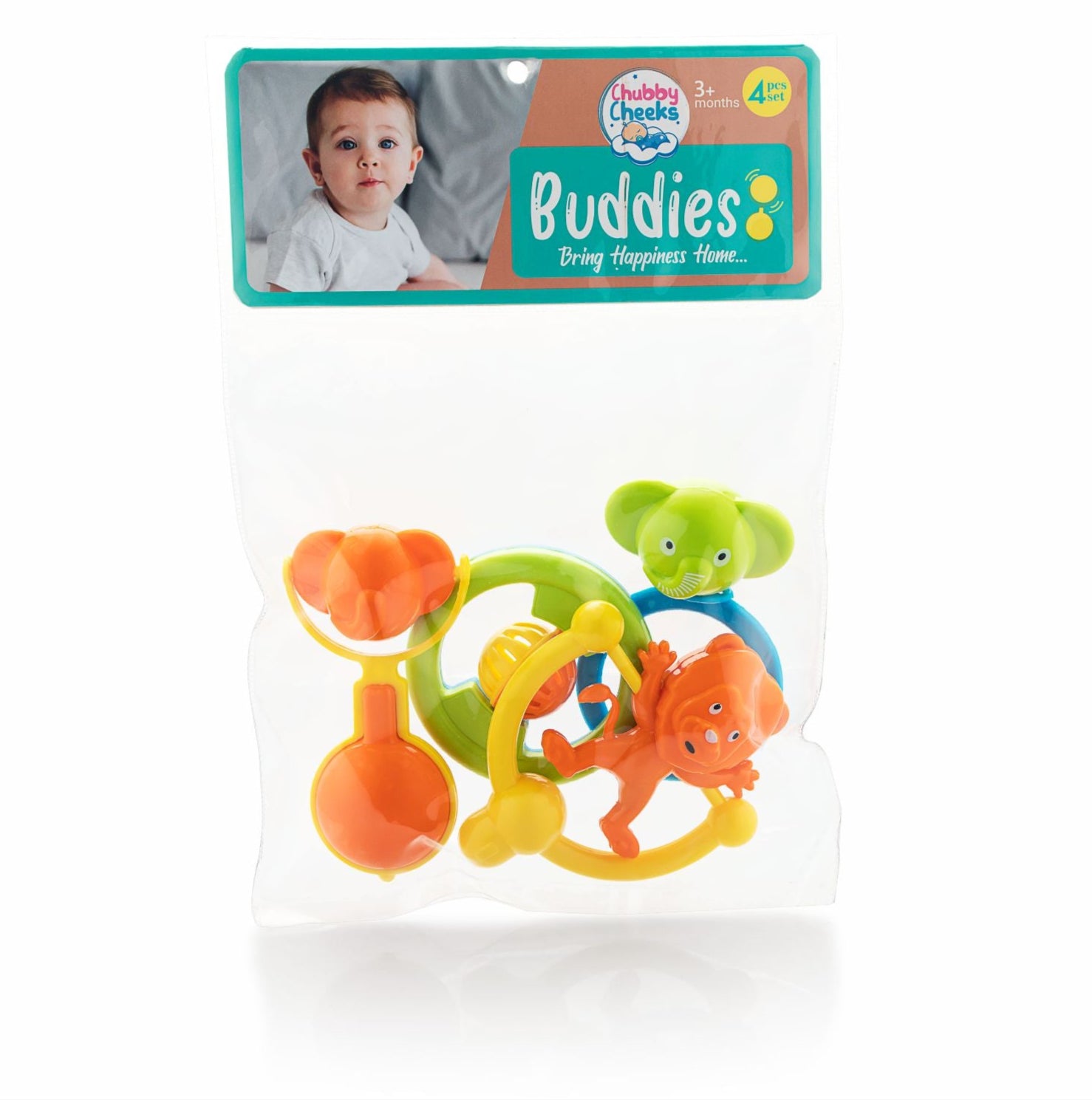 Chubby Cheeks Buddies Set of 4 for Infants Multicolor 0M+
