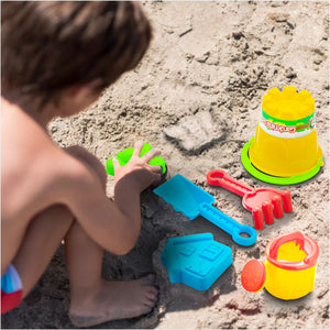 Kids building sandcastles with Beach Buddies Set