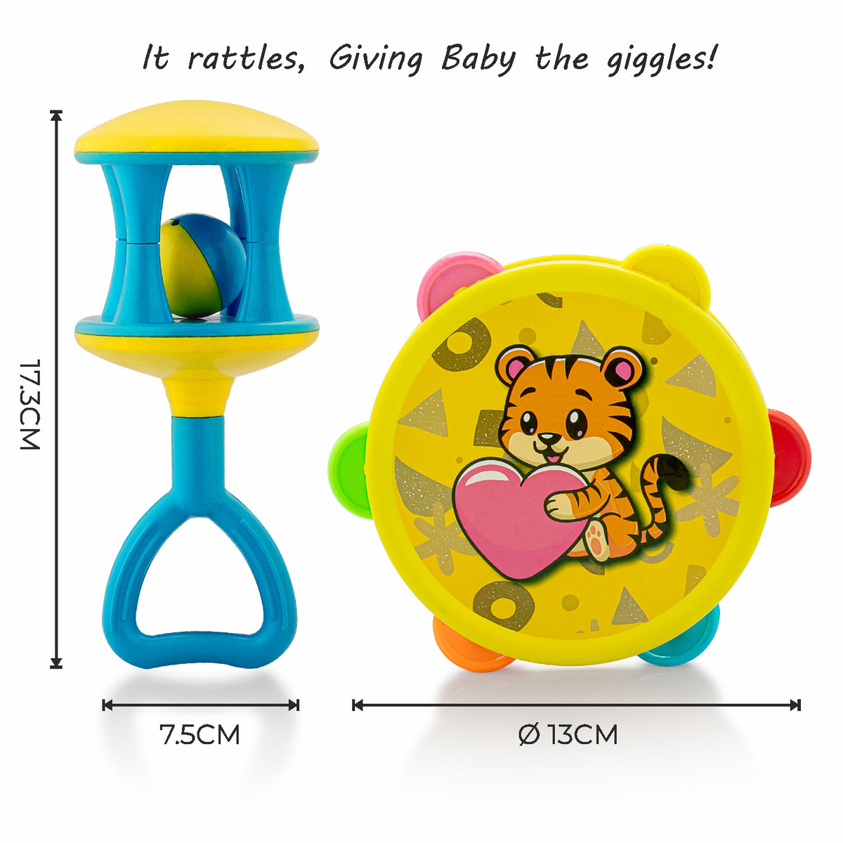Extra Large Inflatable Rattle Chubby Cheeks Best of Both Rattle Set of 2 for Toddlers Multicolor 0M ...