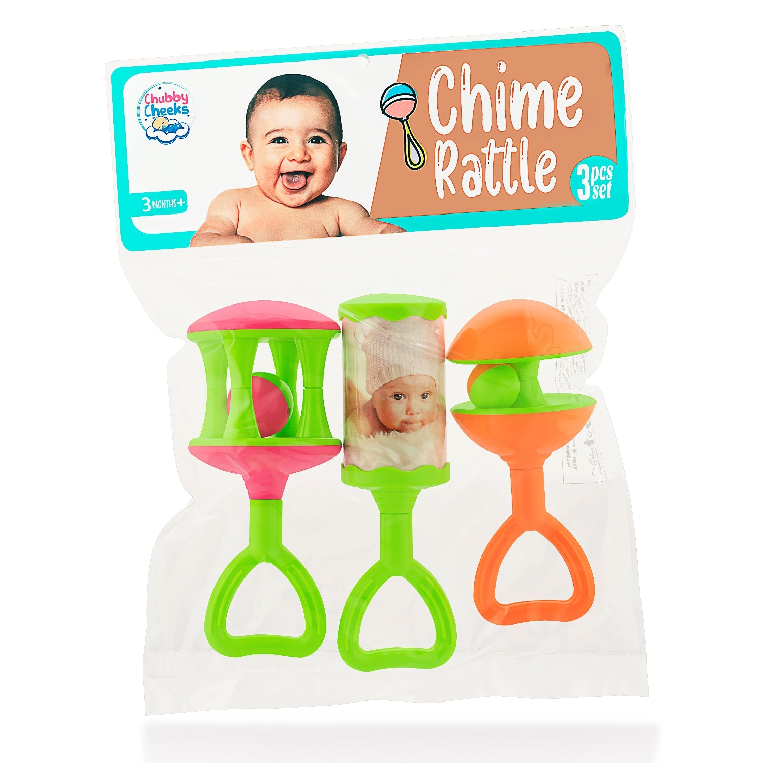 Colourful chime rattle for babies