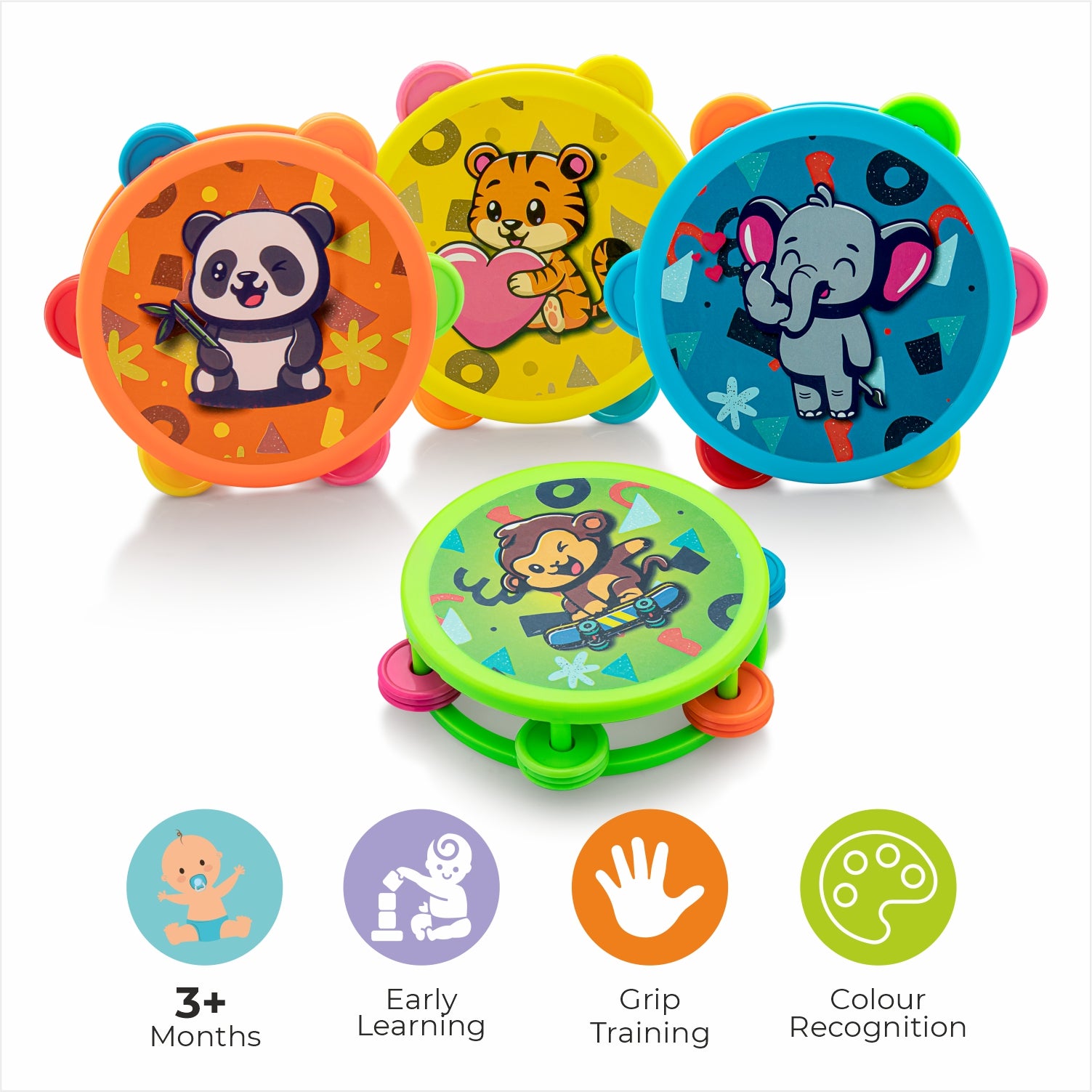 Colourful dafli rattles for babies