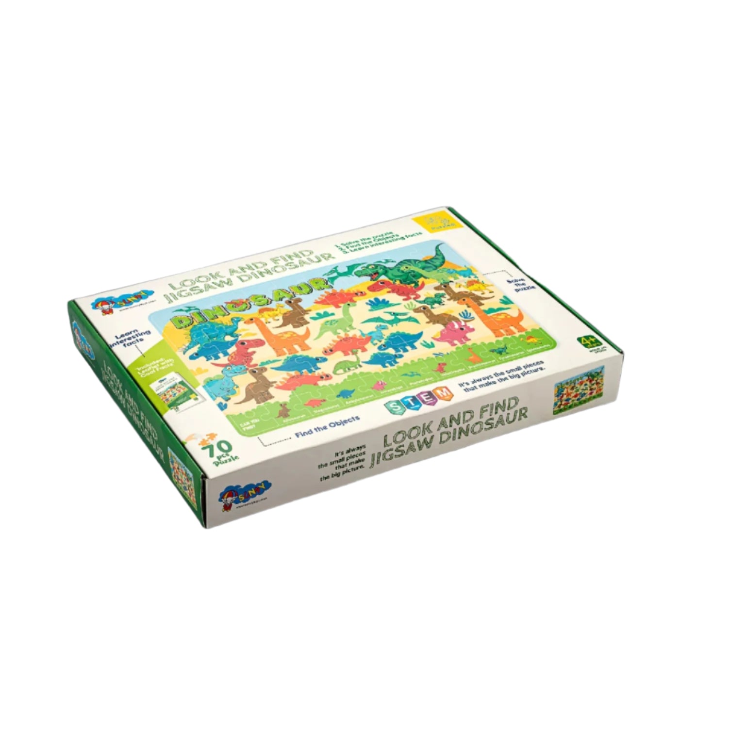 Look & Find Dino Jigsaw Puzzle 70-Piece Set for STEM Learning of Kids 4+ Years