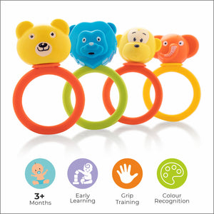 Colourful jungle friends rattle for babies