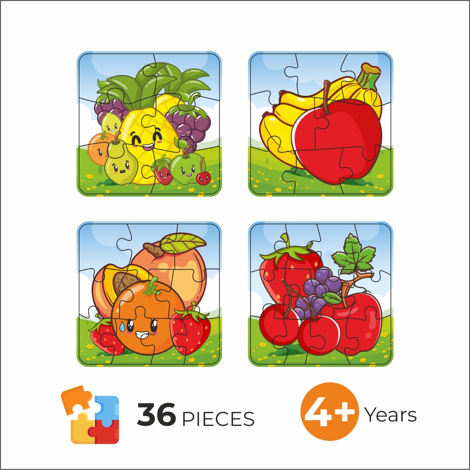 Pop - Art Jigsaw Fruits puzzle set for kids featuring