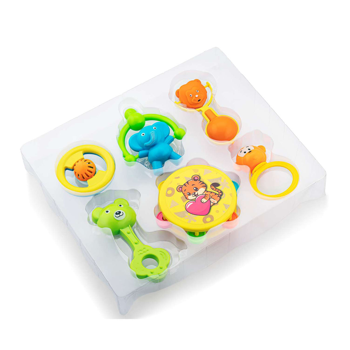 Baby First Rattle Chubby Cheeks My First Rattle Set of 6 for Infants with Non-Toxic ABS ...