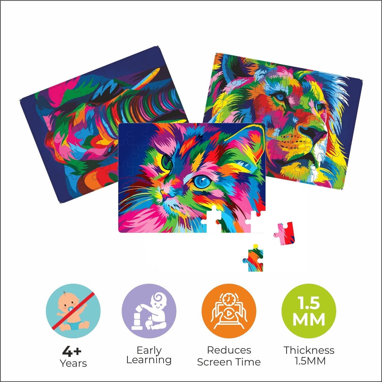 Pop art jigsaw - animals - City perfect for kids to learn and play