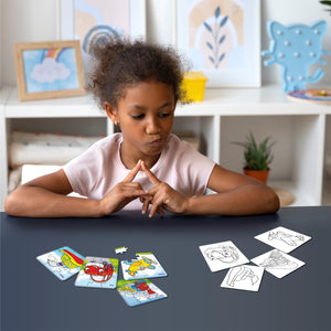 kid playing with Jigsaw puzzle set