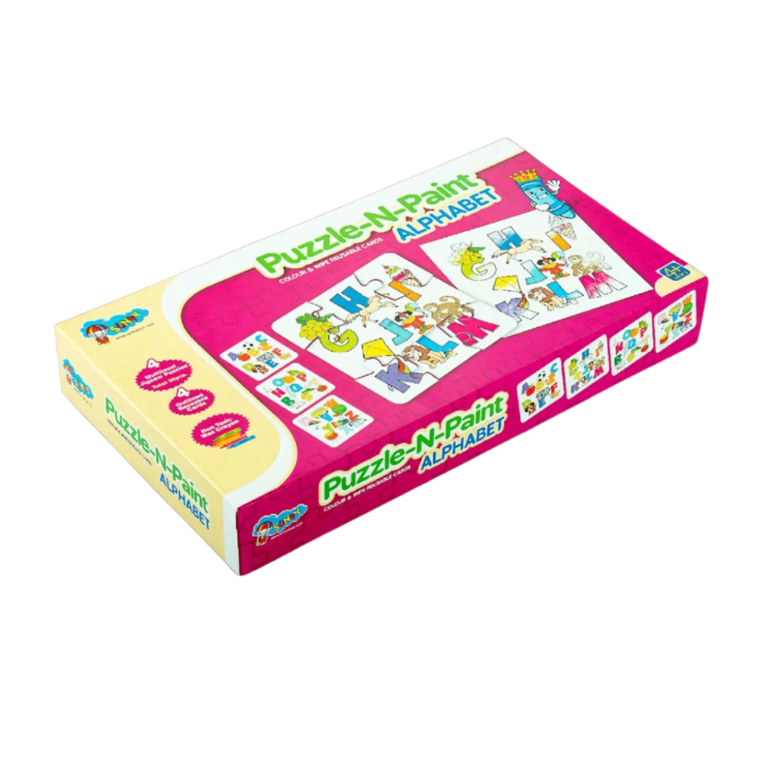Jigsaw puzzle set for kids featuring Puzzle and Paint Alphabet themes
