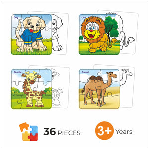 Jigsaw puzzle set for kids featuring Puzzle and PaintAnimal themes