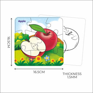 Jigsaw puzzle set for kids featuring Puzzle and Paint Fruit themes