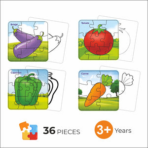 Jigsaw puzzle set for kids featuring Puzzle and Paint Vegetable themes
