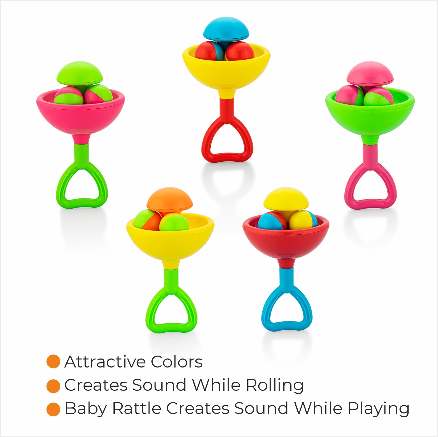 Colourful rainbow rattles for babies