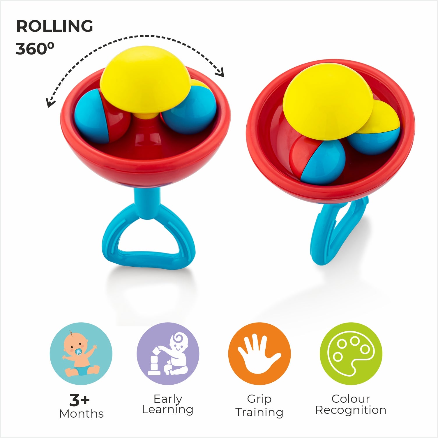 Vibrant, easy-to-grip rattle