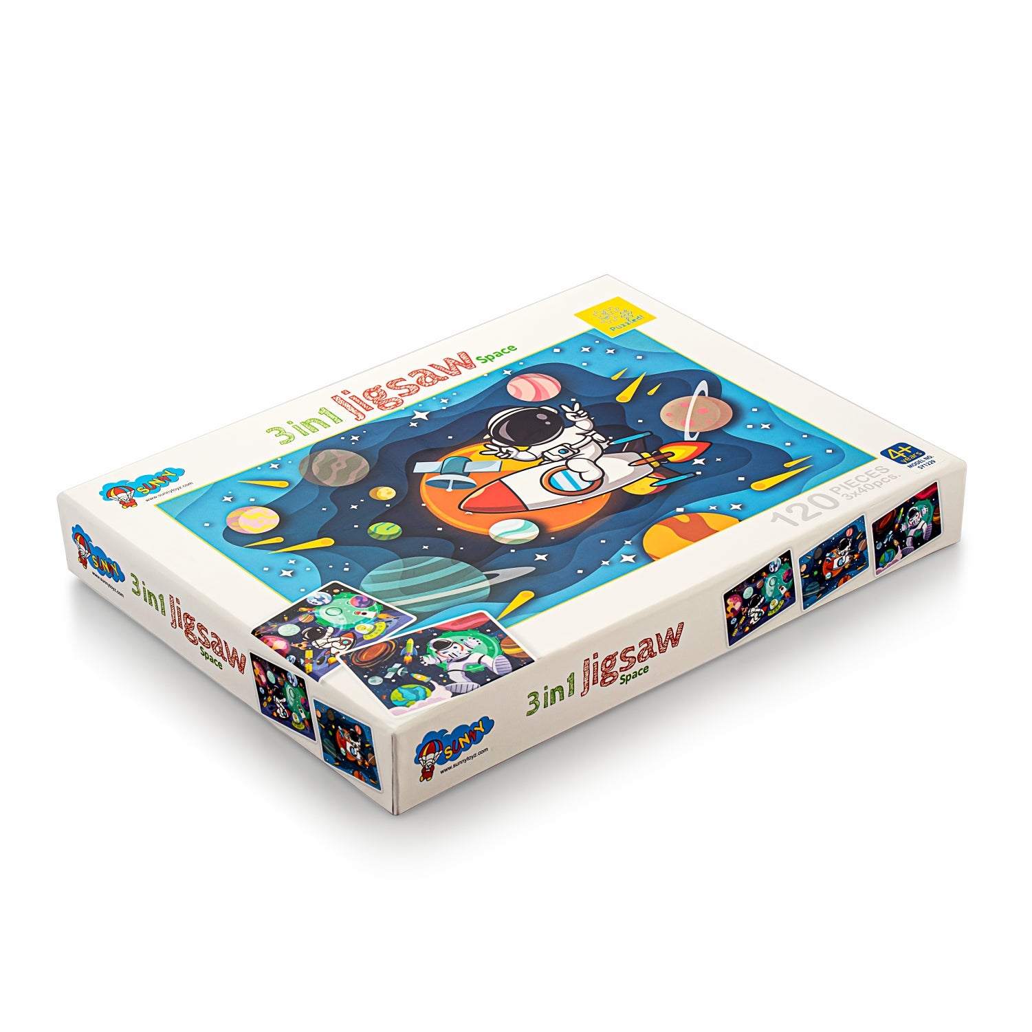 Space Explorers 3-in-1 Jigsaw Puzzle 120 Piece Set Fun & Learn Activity for Kids 4+ Years