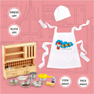 wooden like kitchen play set for kids 